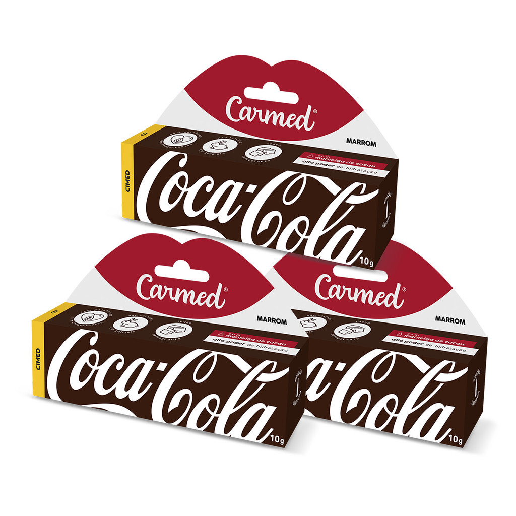 Kit 3 Und Hidratante Labial Carmed Coca-Cola Marro