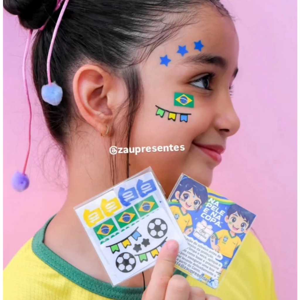 MAQUIAGEM COPA DO MUNDO ADESIVO FACIAL,NÃO É TAT