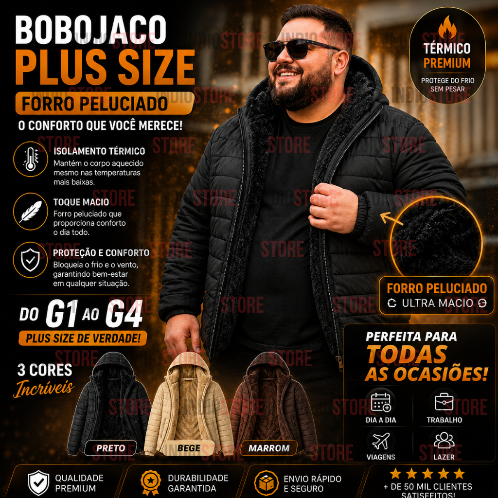 Jaqueta Bobojaco Masculina Plus Size Peluciada Cap