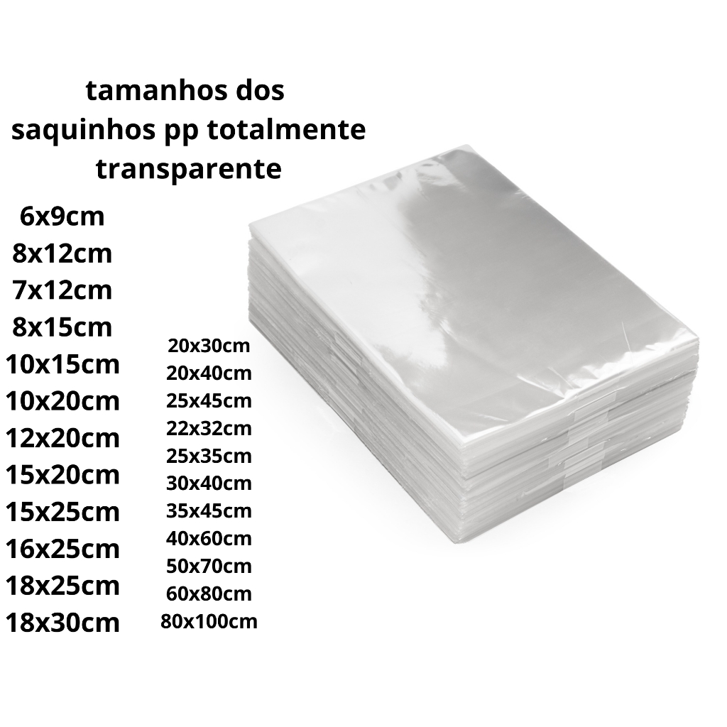 kit 100/50pçs saco cristal plástico poli transpa