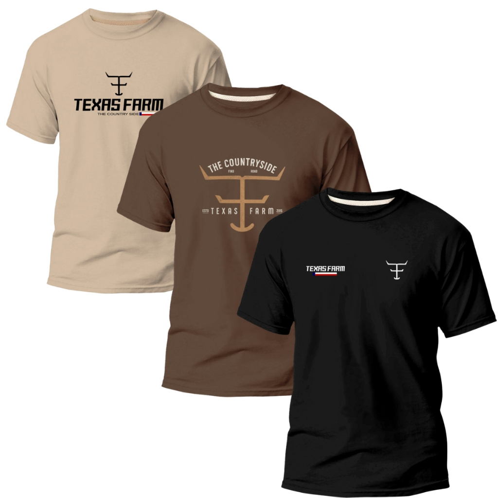 Kit 3 Camisetas Masculina Moda Country Rodeio Texa