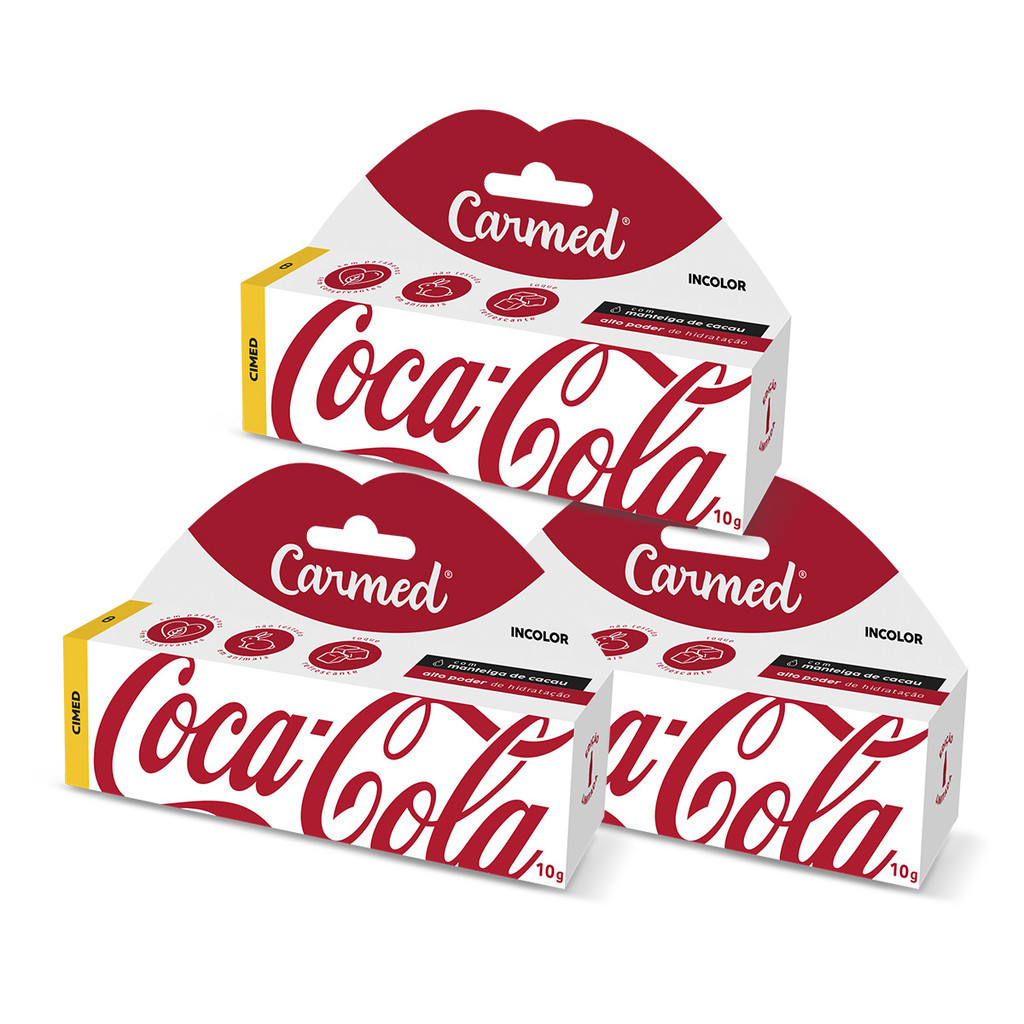 Kit 3 Und Hidratante Labial Carmed Coca-Cola Incol