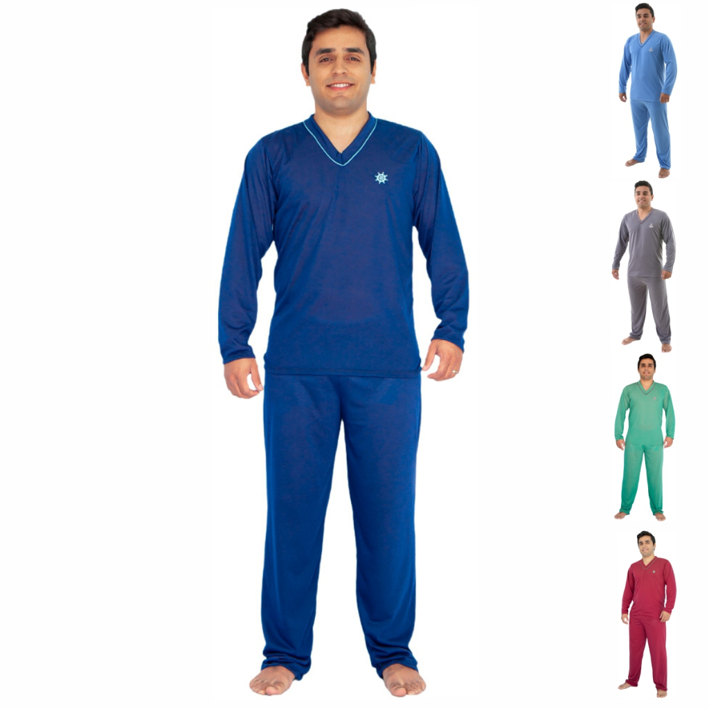 Pijama Longo Masculino Manga Comprida e Calça Mal