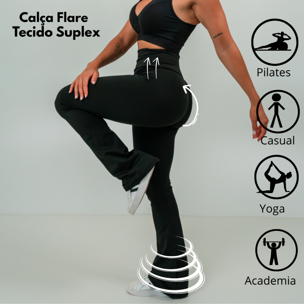 Calça Legging Bailarina Flare Modela bumbum Cintu