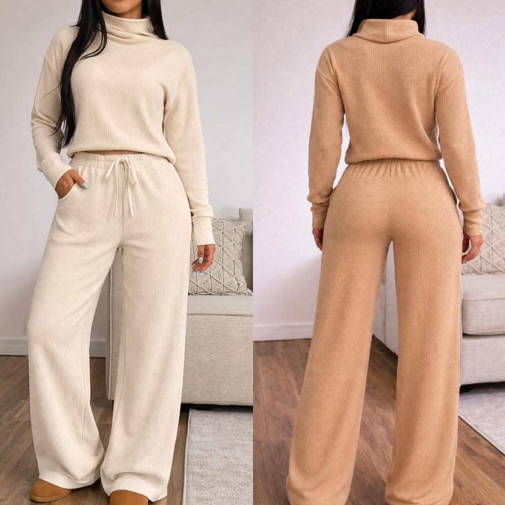 Conjunto Feminino Calça e Blusa Gola Alta com Man