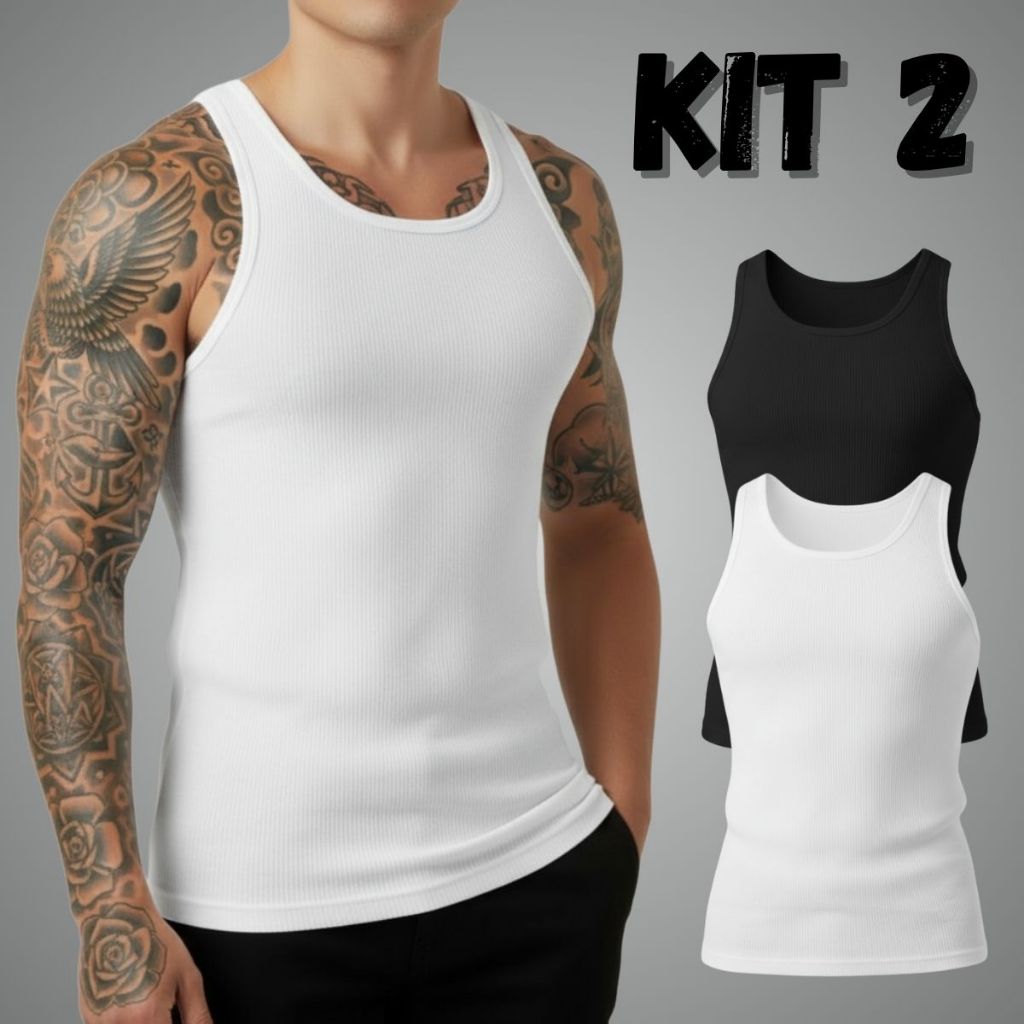 Kit 2 Regatas Masculinas Modelo Americano Ribana P