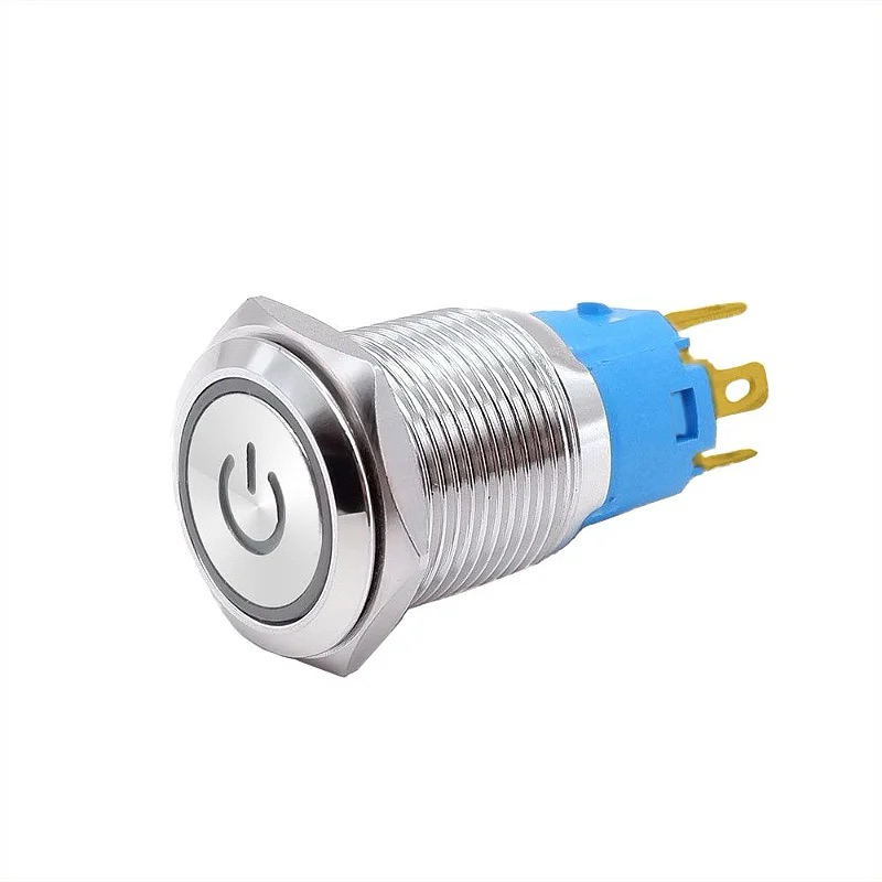 Botão Power Led liga e desliga 19mm Inox 12V auto