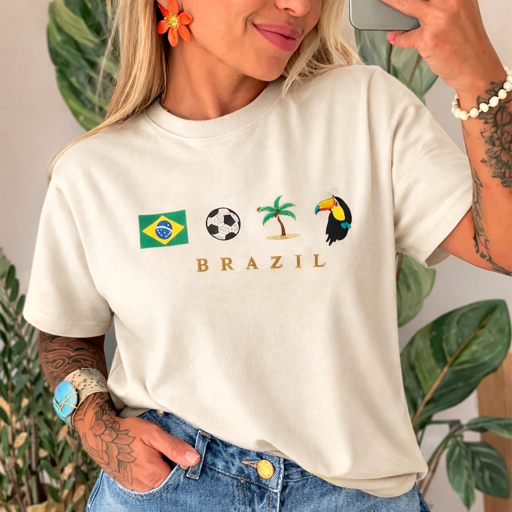 Camiseta Brasil 100% Algodão Blusa Rio Copa Do Mu