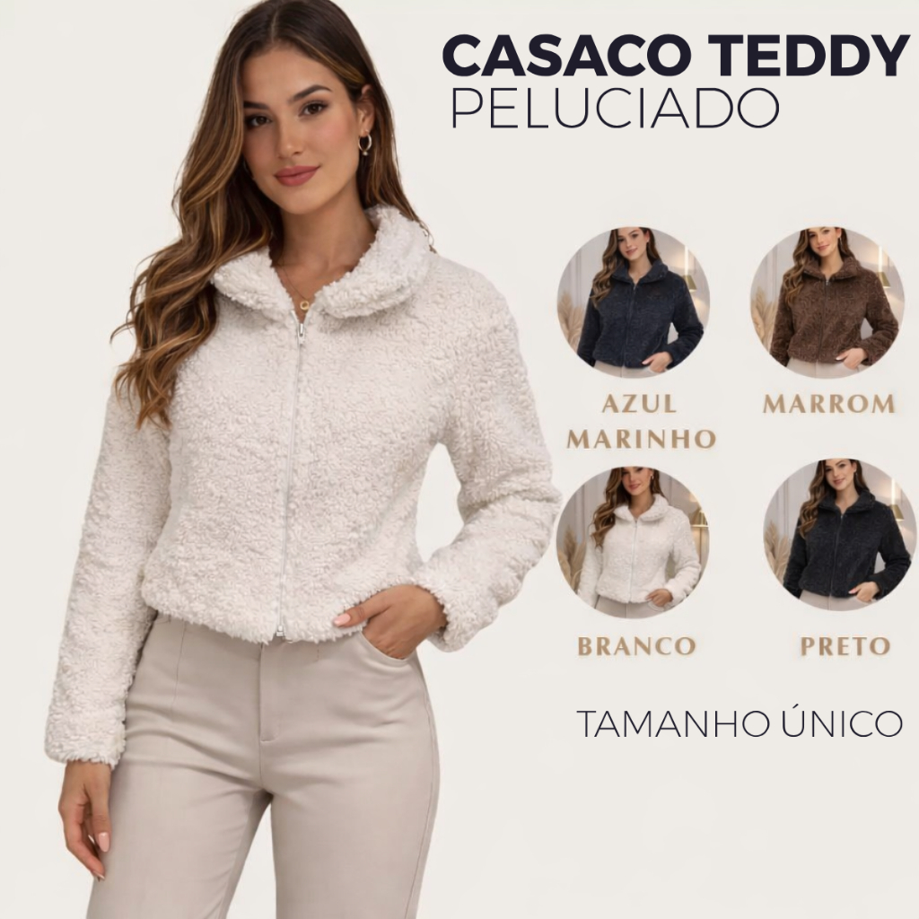 Casaco Pelinho de Frio Feminino Teddy  Inverno Jaq