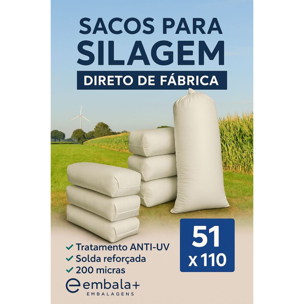 50 x embalagem Sacos De Silagem Preto 51×110 