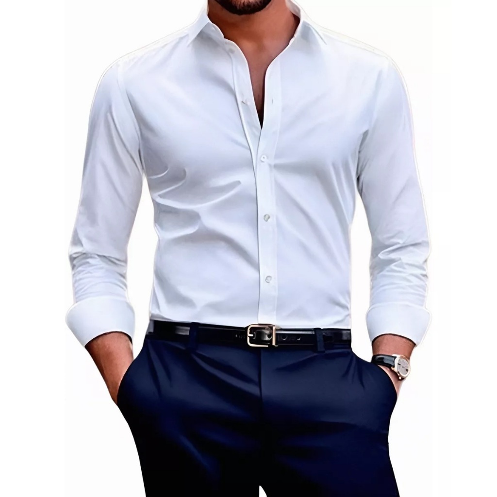 Camisa Social Masculina Manga Loga Blusa Nero