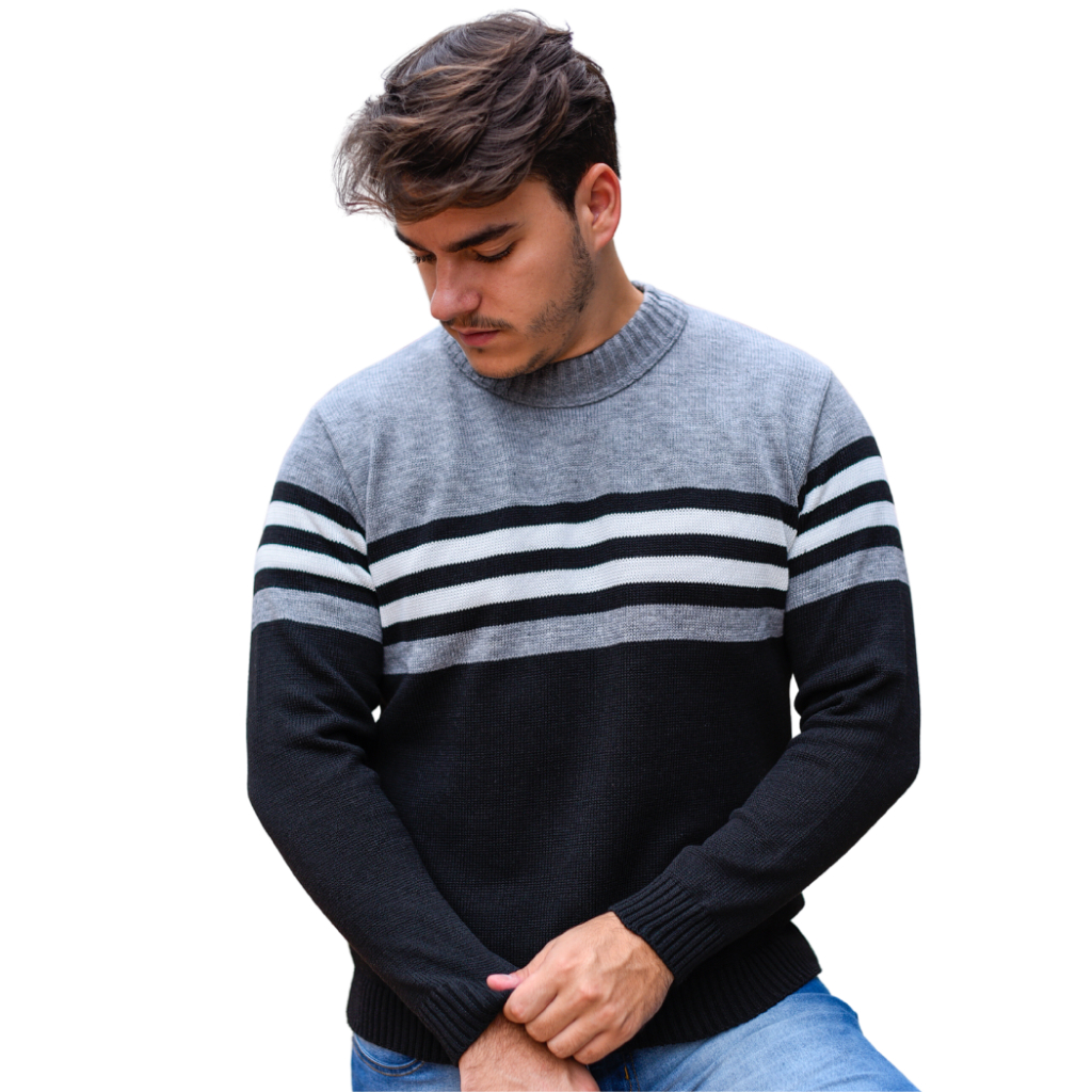 Suéter Masculino Tricô Blusa De Frio Gola Redond