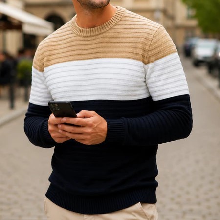 Sueter tricot masculino blusa de frio gola redonda