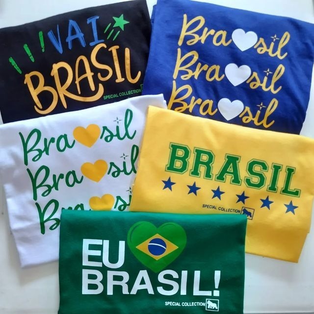 T-Shirt Brasil Copa 100% AlgodãoPremium Confortá
