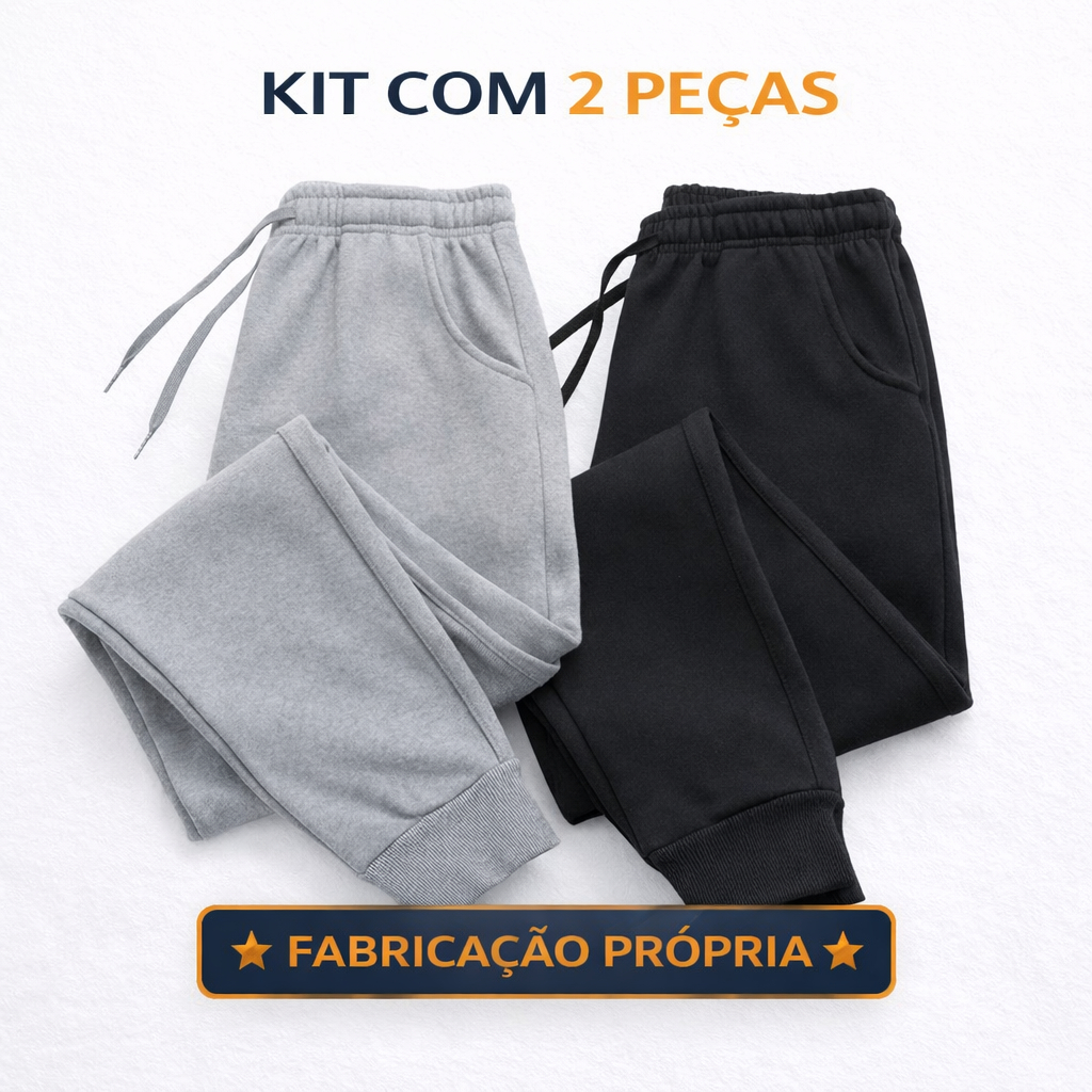 KIT 2 Calças Moletom Unissex Peluciada Para o Inv