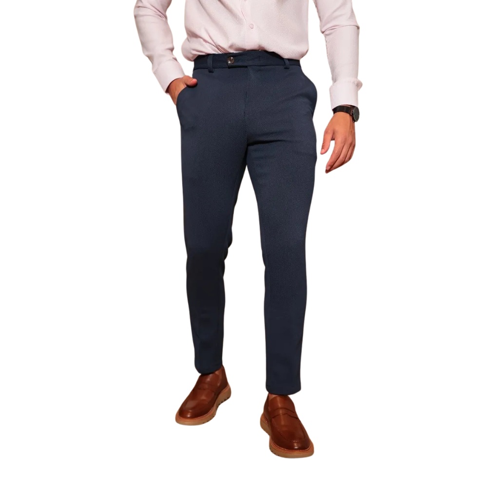 Calça Social Masculina Alfaiataria Slim Malha Com