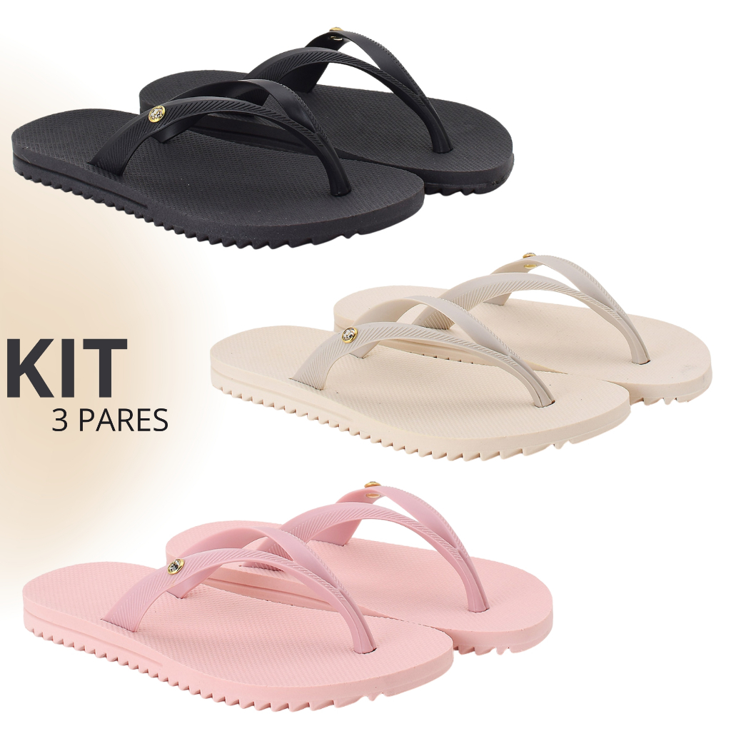 Kits 1, 2 e 3 Pares Chinelo Feminino Infantil de M