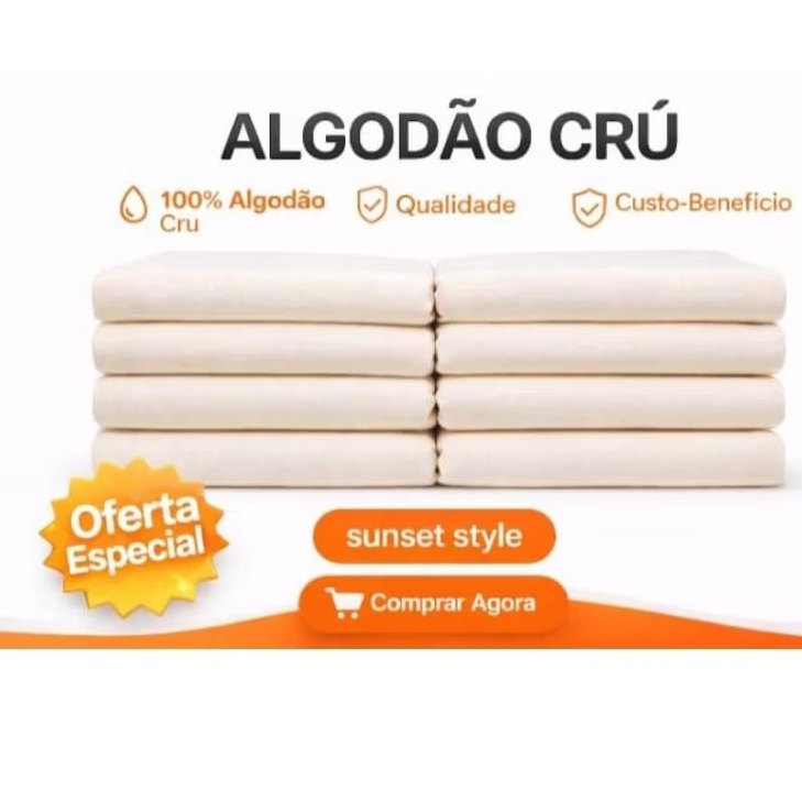 Tecido Algodão Cru Grosso 100% Natural 1,75m Larg