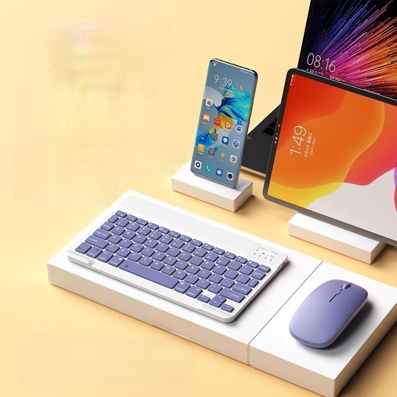 Kit de Teclado e Mouse Sem Fio Bluetooth Macaron c