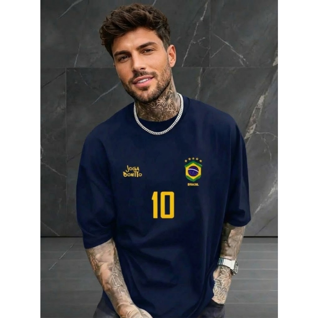 Camiseta Oversized Brasil Copa Verde Amarelo Hexa 