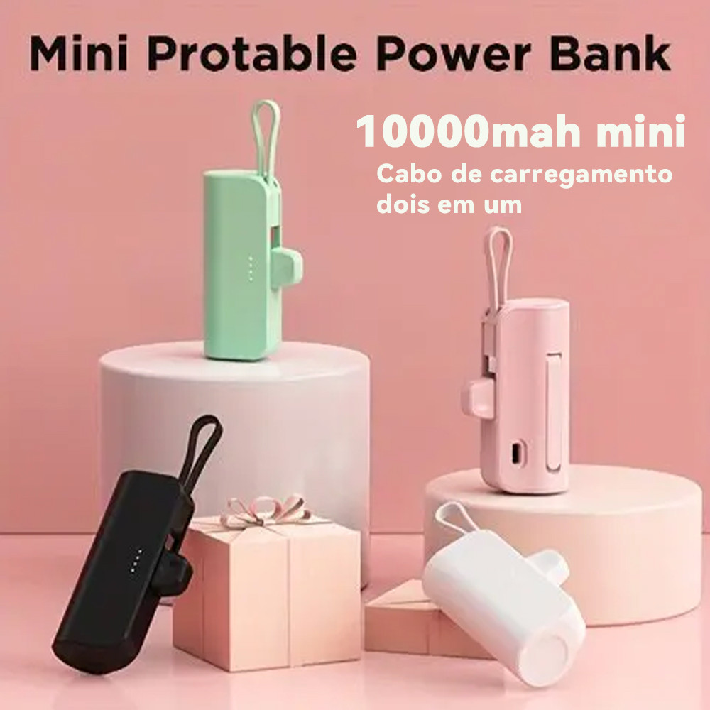 Power Bank Mini 10000mAh para Viagens: Recarga Sem