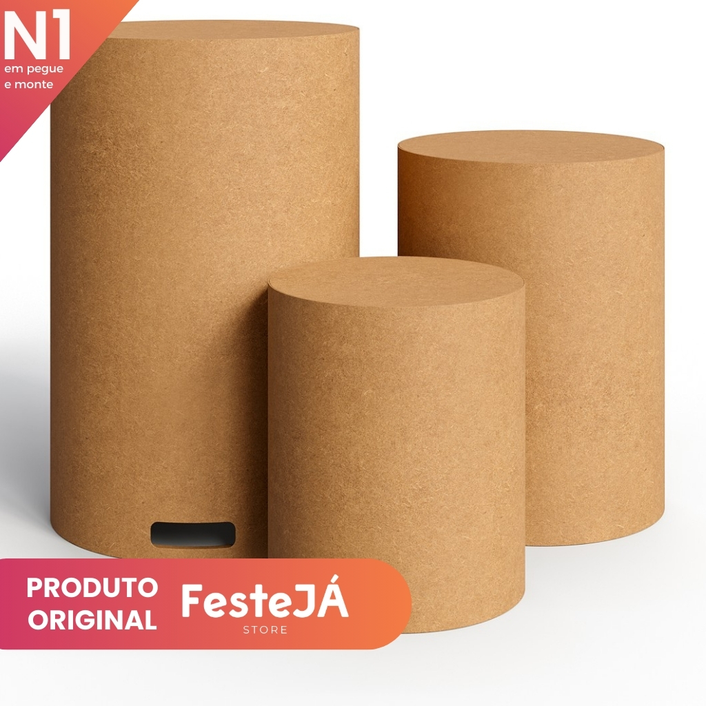 Cilindros MDF Cru Decoração Festa Cenário Anive