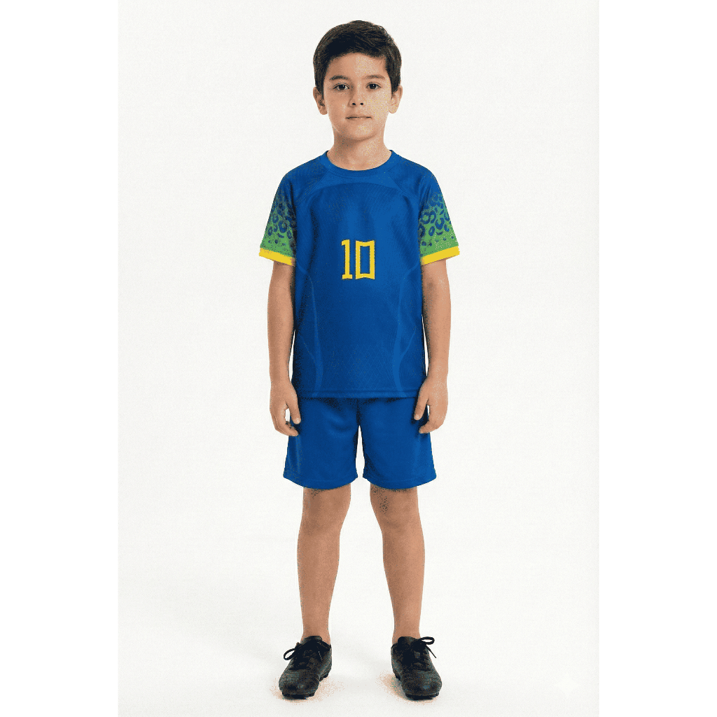 Camiseta e Shorts Infantil Uniforme Torcedor Brasi