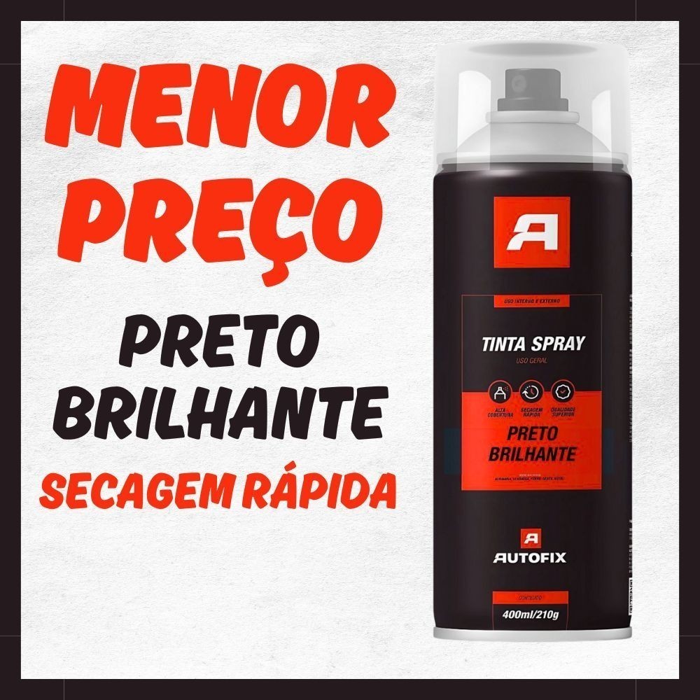 Tinta Spray Preto Brilhante 400ml  Alta Qualidade 