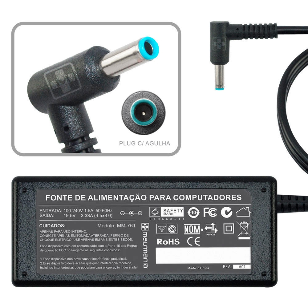 Fonte AAA005 Carregador Compativel Com HP 19.5V/ 3