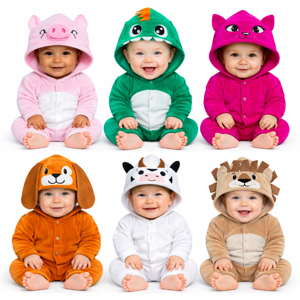 Macacão Bebê Bichinhos com Capuz  – Confor