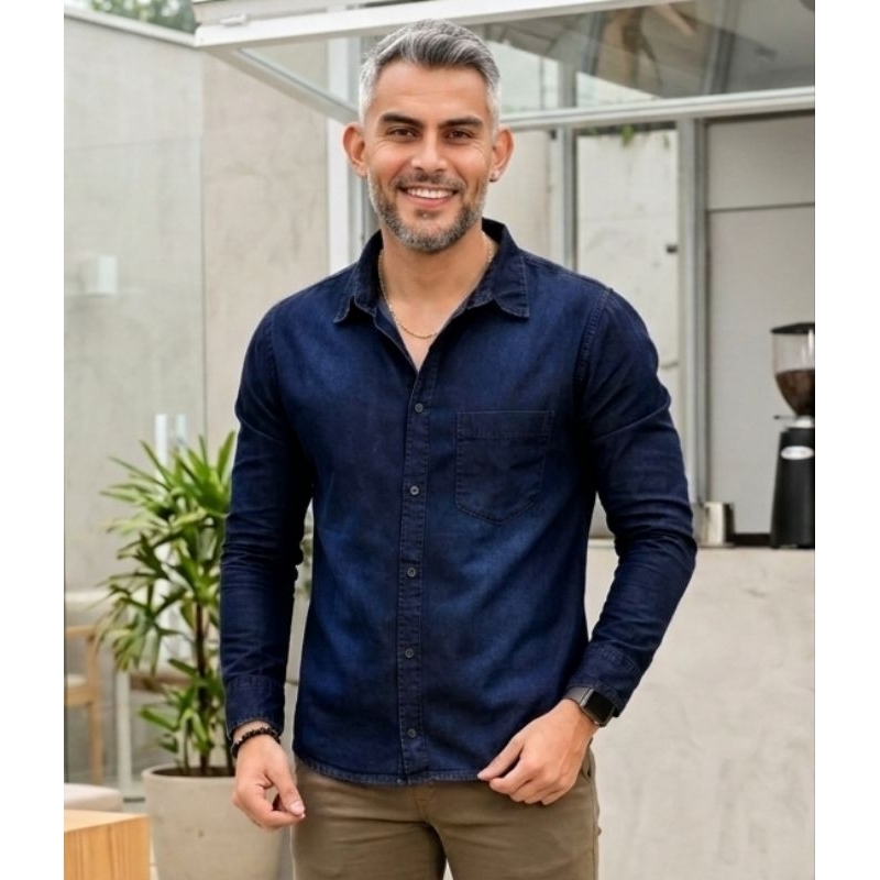 Camisas Sociais Masculina Manga Longa No Jeans e C