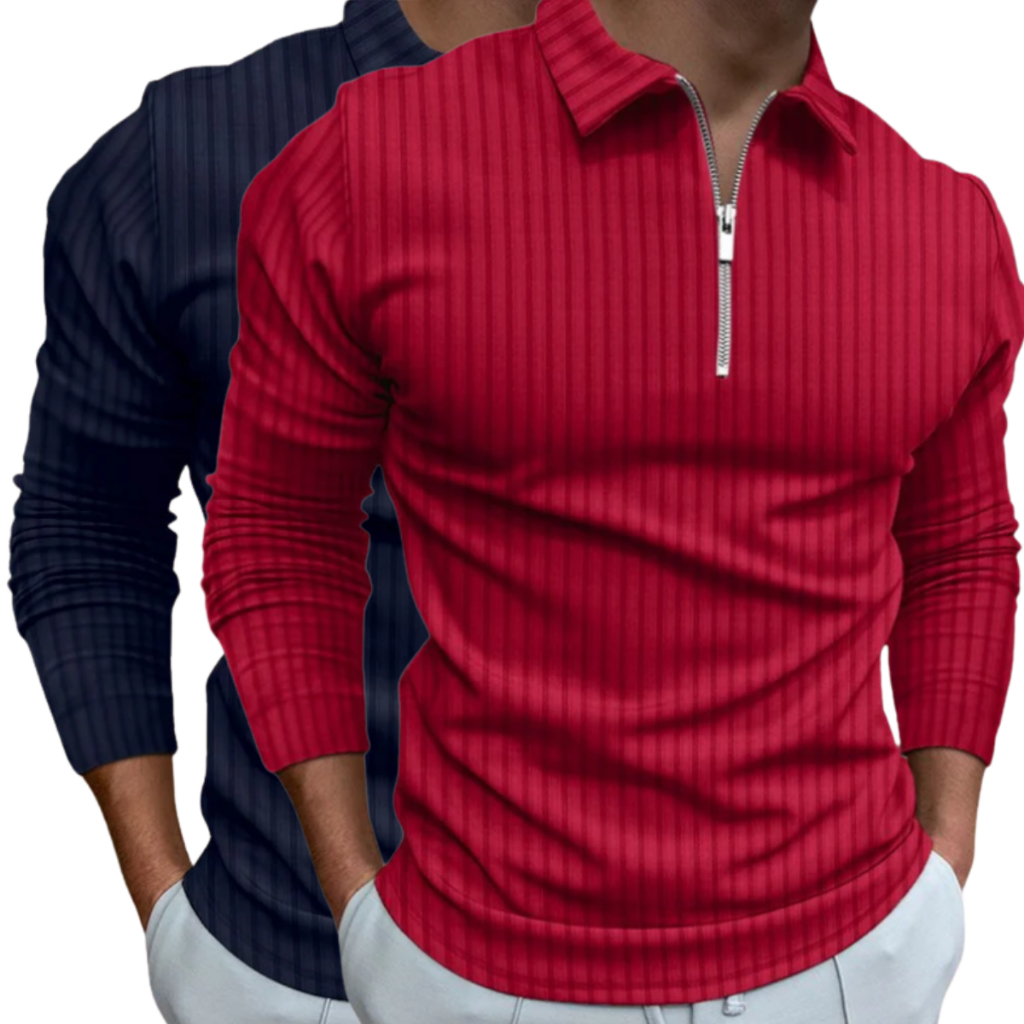 Kit 2 Camisetas Polo Manga Longa Camisa Com Ziper 