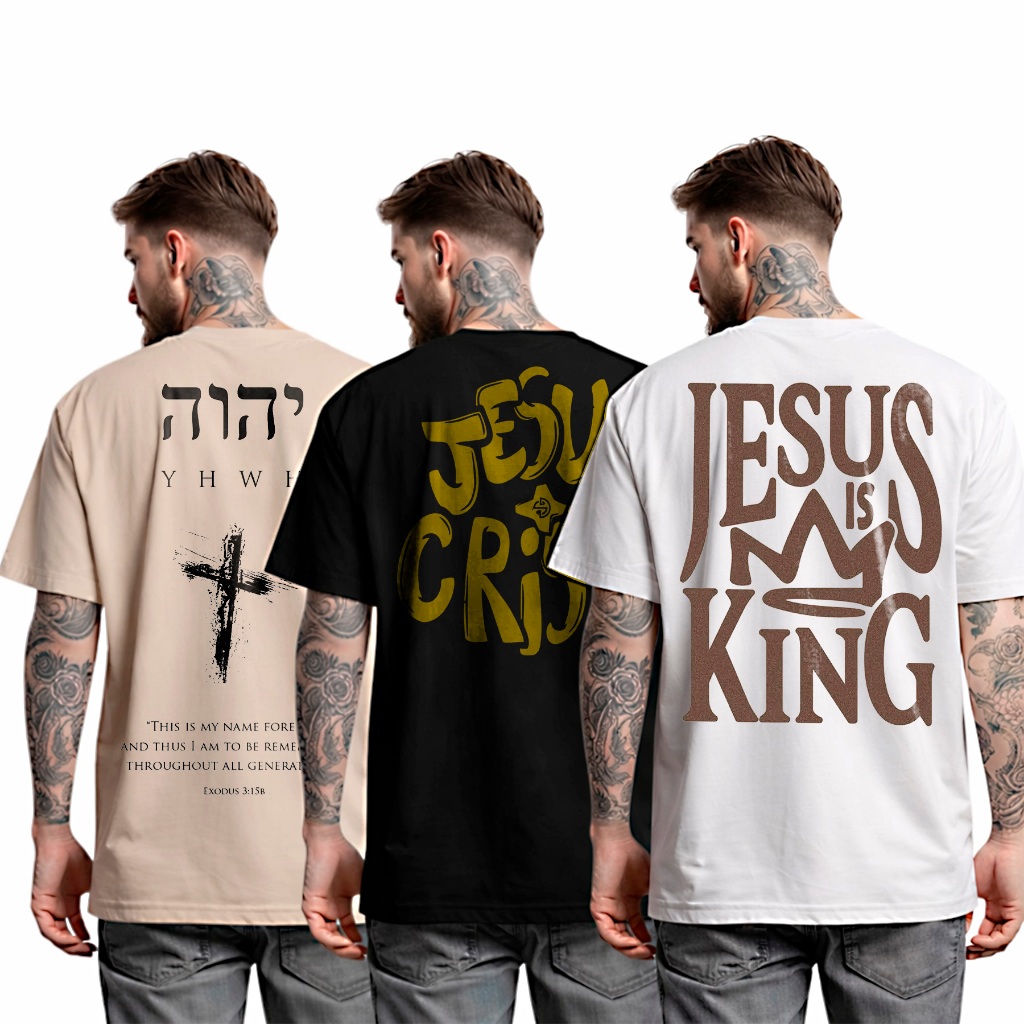 Kit 3 camiseta masculina estampada 100% algodão 3