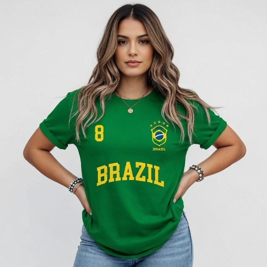 blusa Camiseta Brasil Feminina Estilo Retrô camis