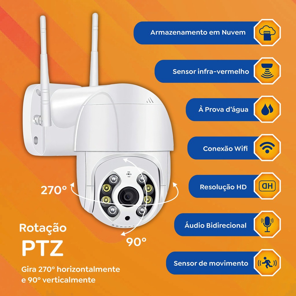 Camera A8 Icsee + Cartao de 256GB Externa FullHD 1