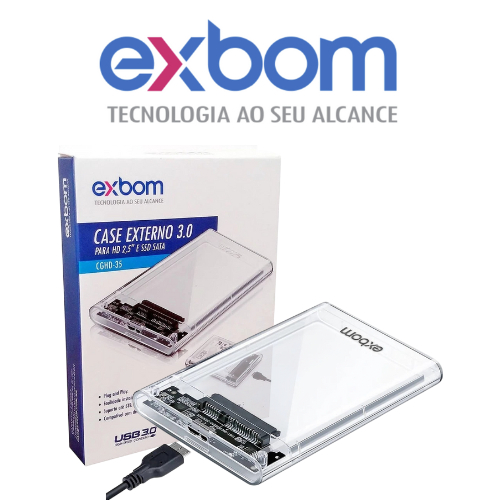 Case Hd Externo Exbom 3.0 Para HD/SSD Sata Transpa