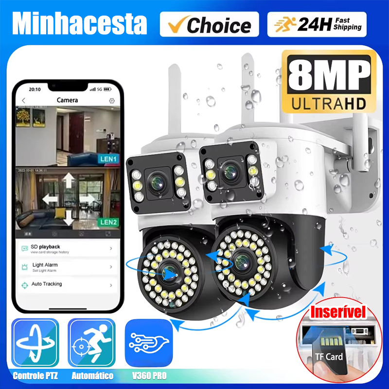 Câmera Segurança WiFI IP 2 Lentes Visão Noturna