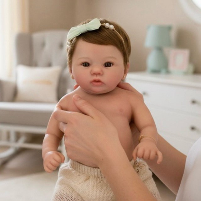 bebê Reborn silicone sólido abigail menina 42 cm