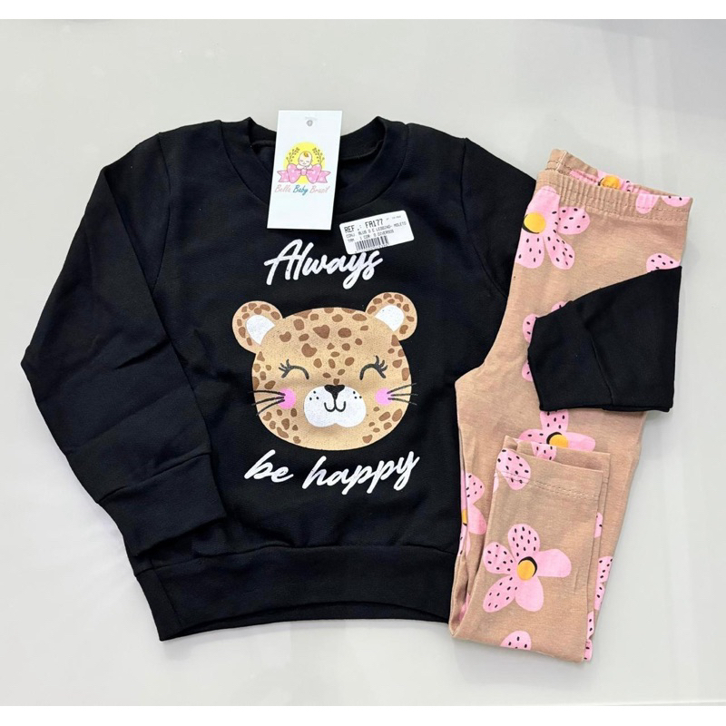 Conjunto Blusa moletom/ Calça legging meninas inf