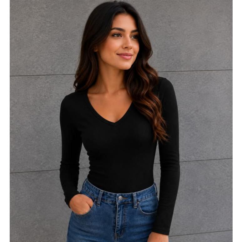 Blusa Feminina Manga Longa V Segunda Pele Suplex P