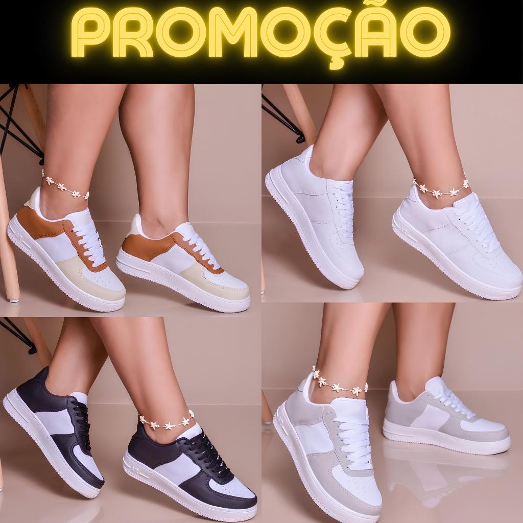 Tênis Feminino Branco Casual Confortavel Leve Sol