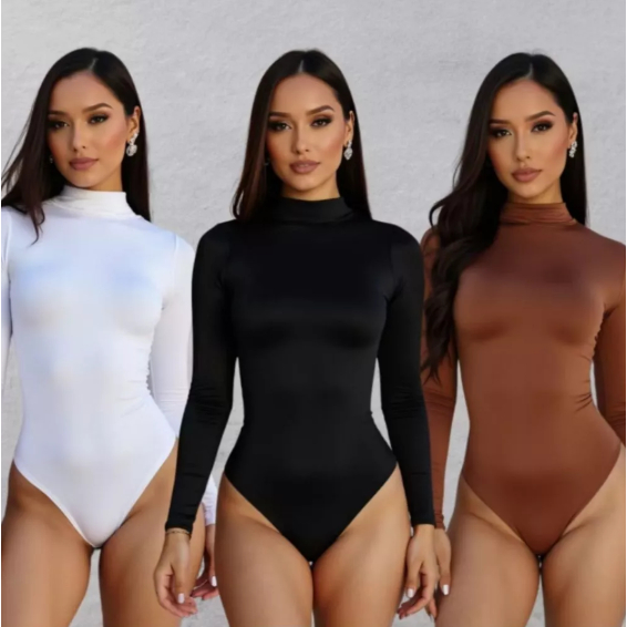 Kit 3 Body Feminino Manga Longa Inverno Forrado Su