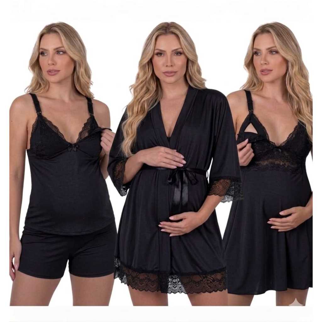 Kit 3 Peças Luxo Maternidade, Pós Parto, Complet