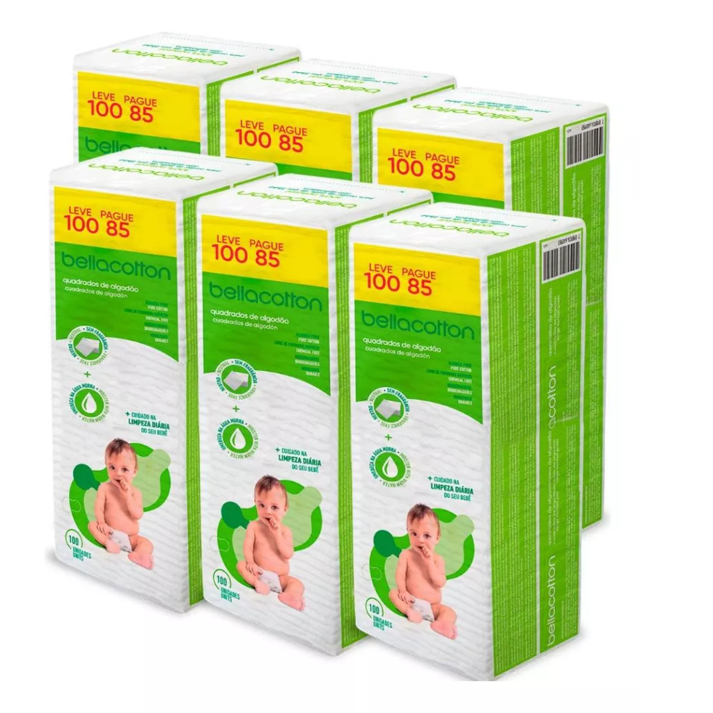 Algodão Bellacotton Quadrado para Bebês Sem Perf
