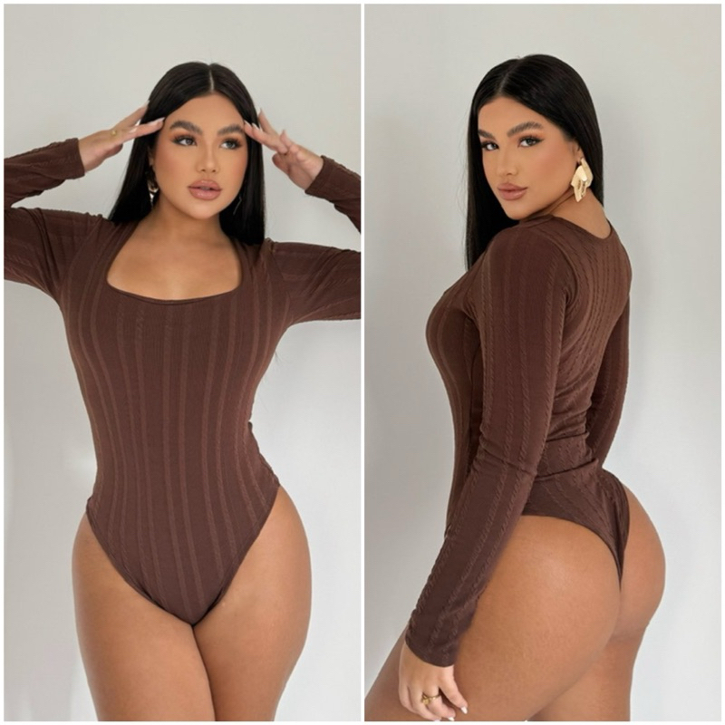 Body Feminino Decote Quadrado Manga Longa Rivana P