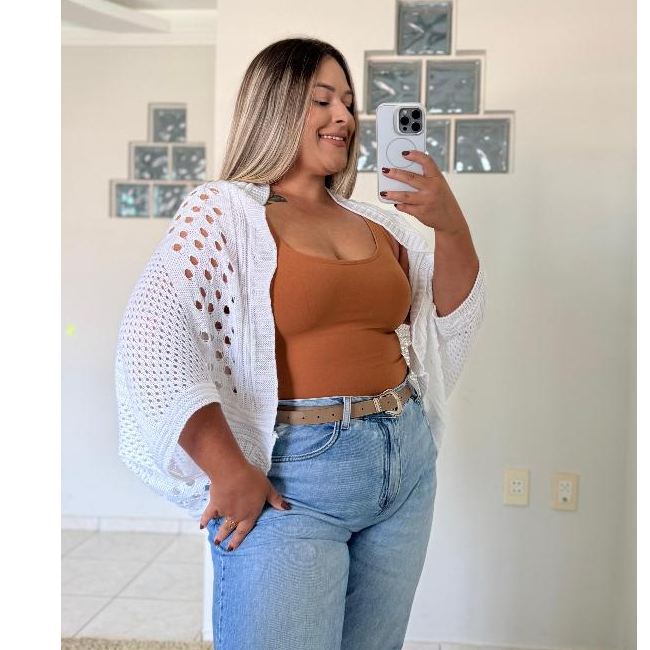 CAPA KIMONO PLUS SIZE 48 FEMININO RENDADO DIA A DI