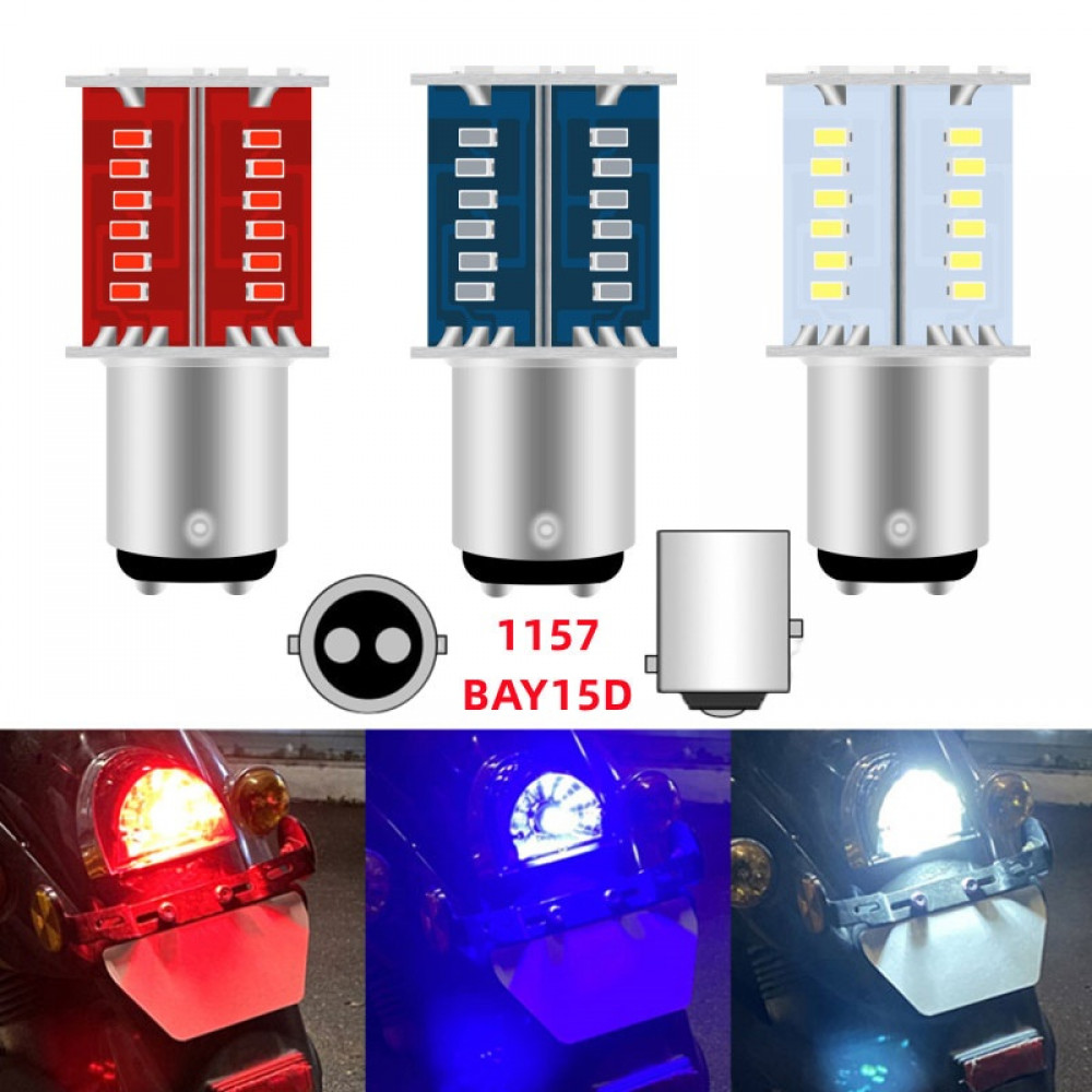 Luz De Freio LED Para Motocicleta-BAY15D Strobe Ta