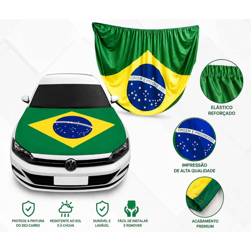 Bandeira Brasil Capô Veículo 150x100cm Poliéste