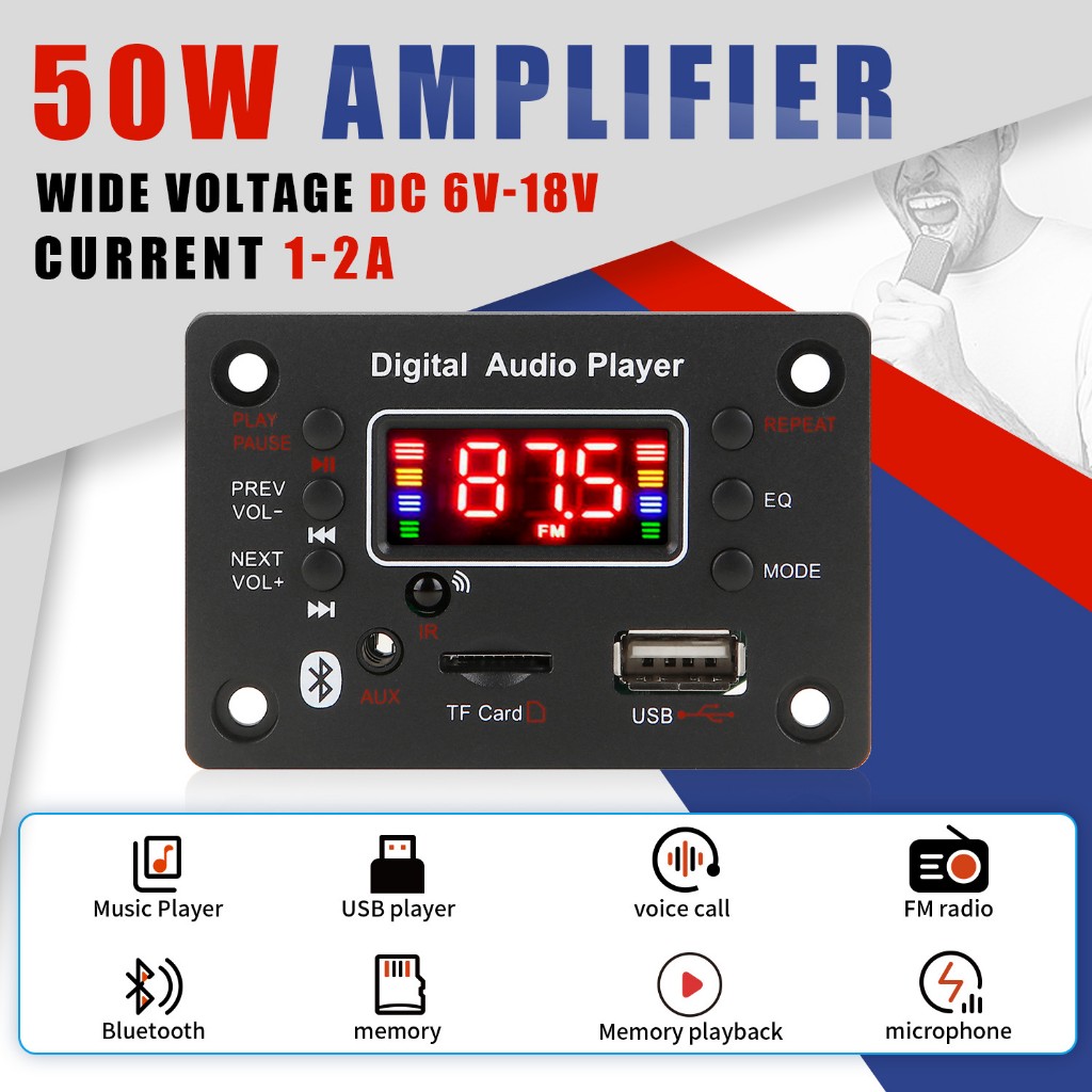 50w amplificador de som bluetooth receiver audio  