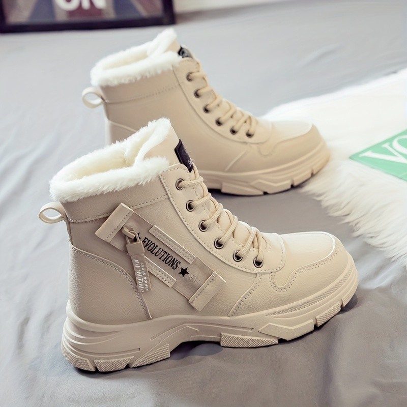 Botas femininas de inverno com forro de lã quente
